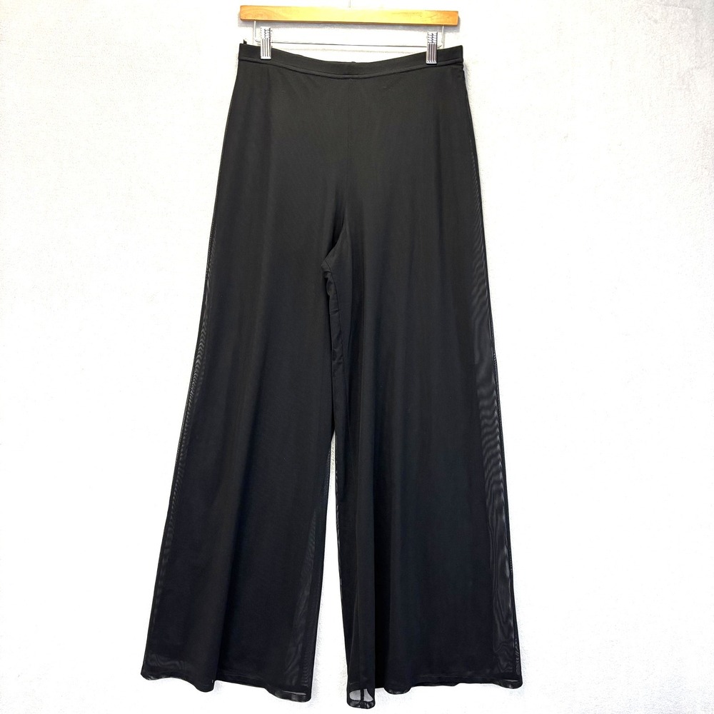 Tadashi Shoji Wide Leg Chiffon Palazzo Pants Womens Medium Black Dress Flowy